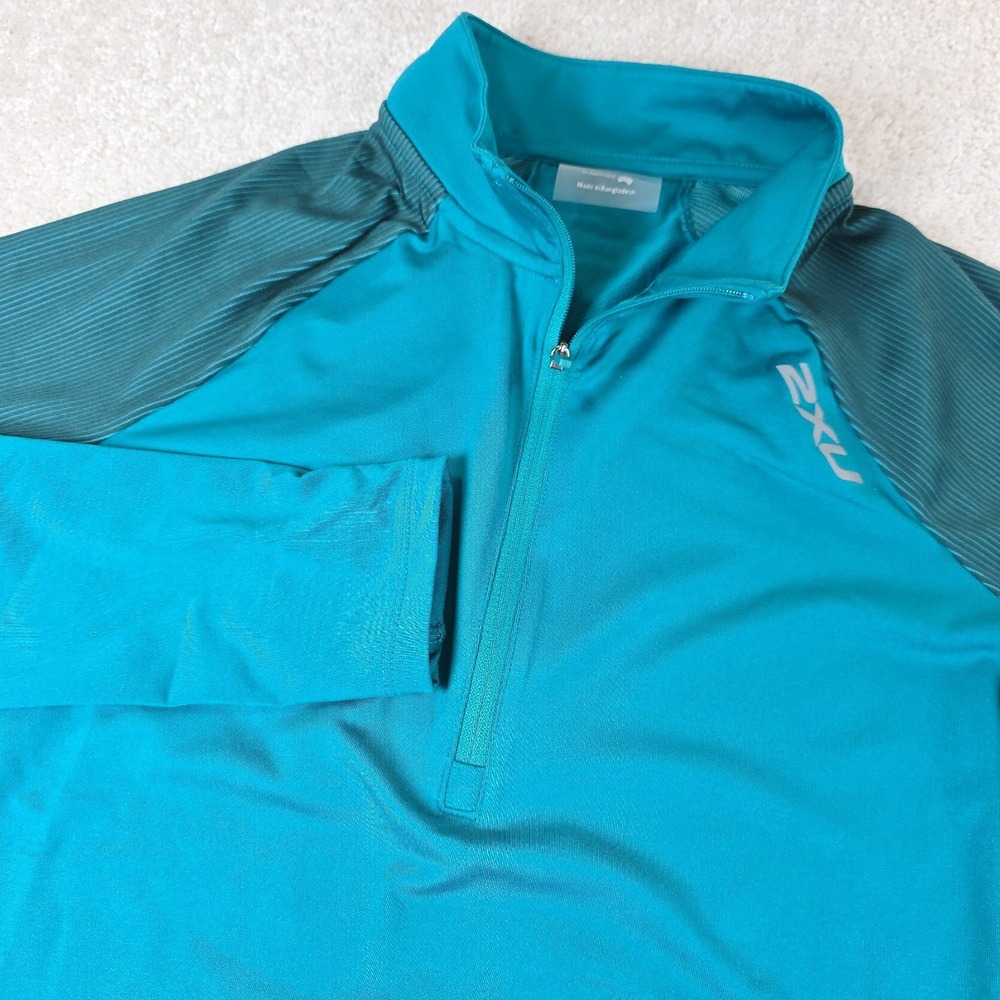 2XU Athletic Top Womens M Blue Light Speed 1/2 Zip Pullover Raglan Sleeve
